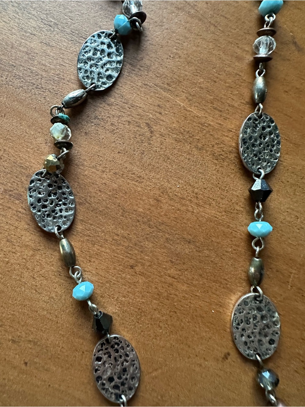 Premier Designs “Willow” Silver-Tone Necklace with Turquoise Beads - Picture 2 of 3
